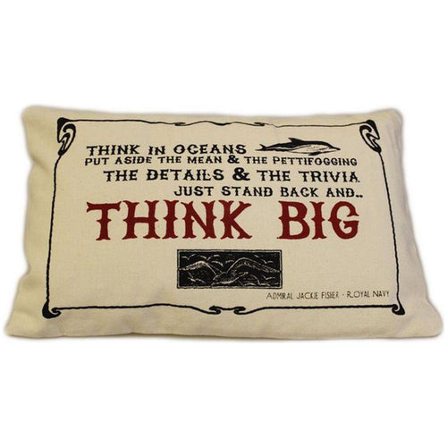 Load image into Gallery viewer, CUSCINI LETTERARI - Copricuscino in Juta lavata / Cotton pillow case  THINK BIG - Size 38x25cm-0
