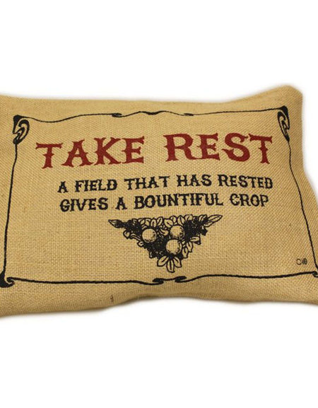 CUSCINI LETTERARI - Copricuscino in Juta lavata / Juta washed pillow case TAKE REST - Size 38x25cm-0