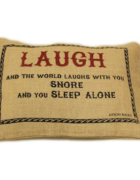 CUSCINI LETTERARI - Copricuscino in Juta lavata / Juta washed pillow case LAUGH - Size 38x25cm-0