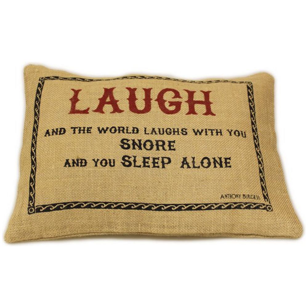 CUSCINI LETTERARI - Copricuscino in Juta lavata / Juta washed pillow case LAUGH - Size 38x25cm-0