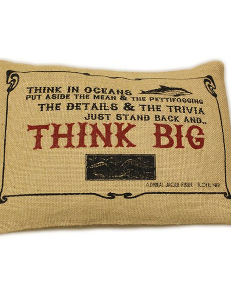 CUSCINI LETTERARI - Copricuscino in Juta lavata / Juta washed pillow case THINK BIG - Size 38x25cm-0