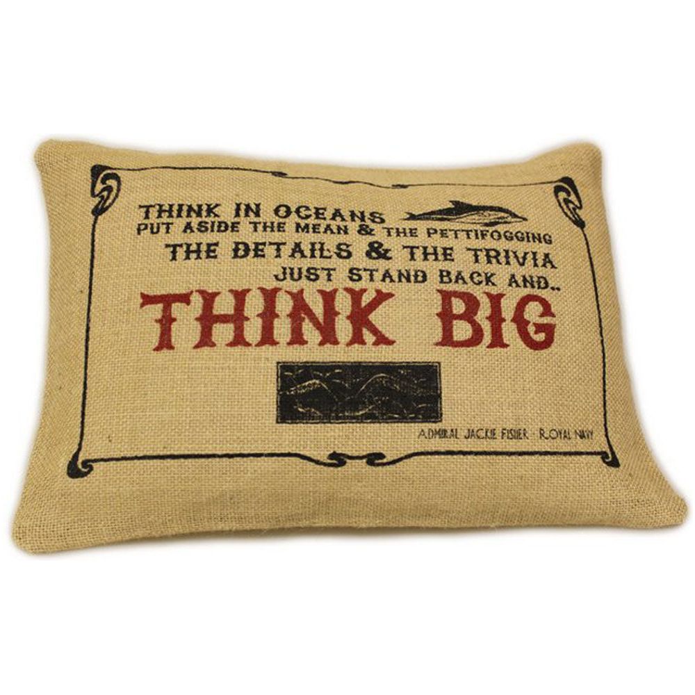 CUSCINI LETTERARI - Copricuscino in Juta lavata / Juta washed pillow case THINK BIG - Size 38x25cm-0