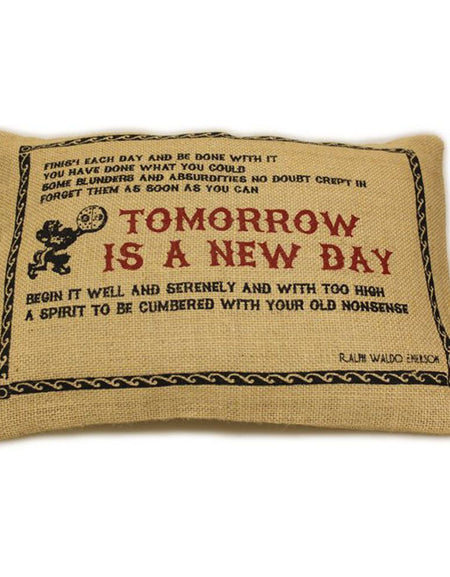 CUSCINI LETTERARI - Copricuscino in Juta lavata / Juta washed pillow case TOMORROW - Size 38x25cm-0