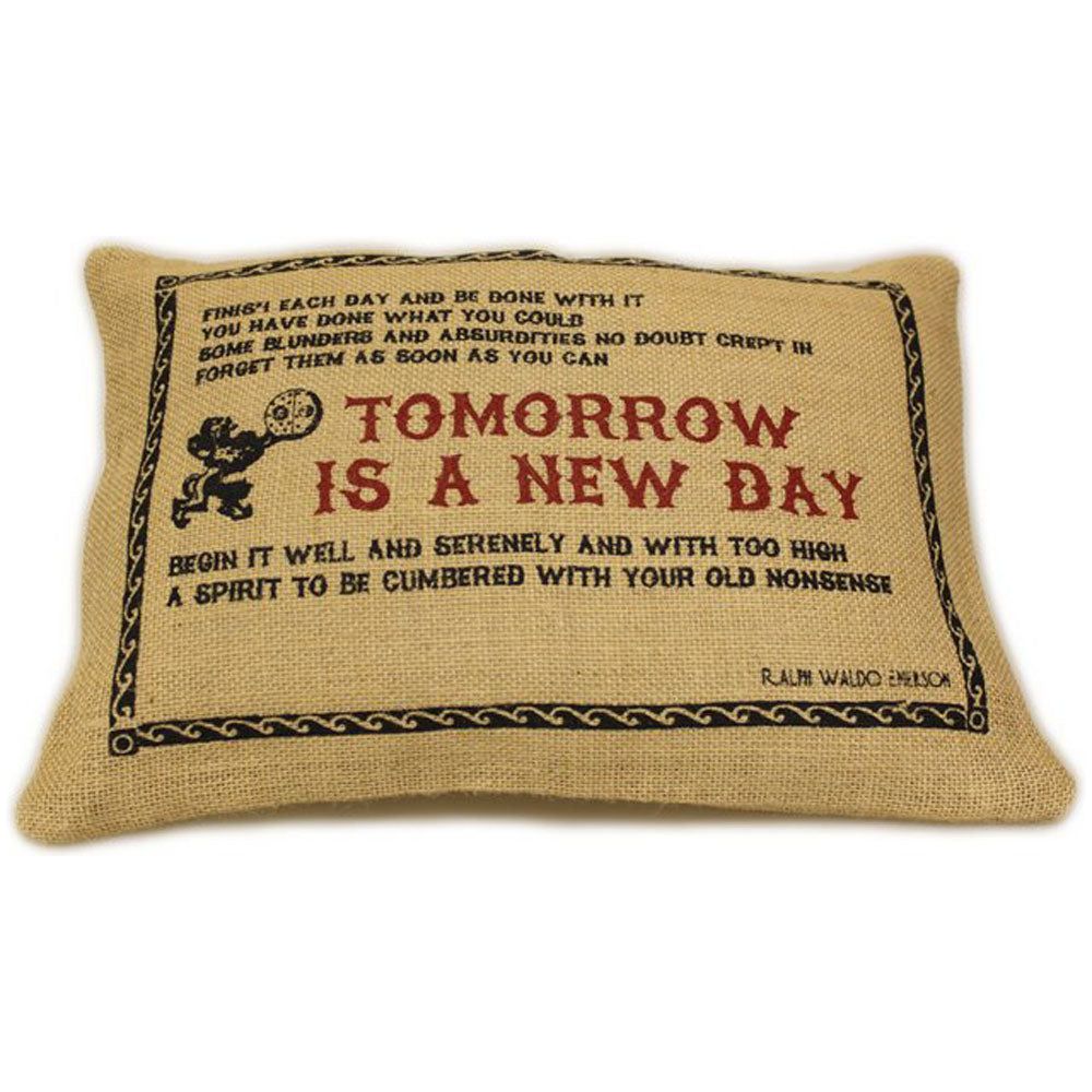 CUSCINI LETTERARI - Copricuscino in Juta lavata / Juta washed pillow case TOMORROW - Size 38x25cm-0