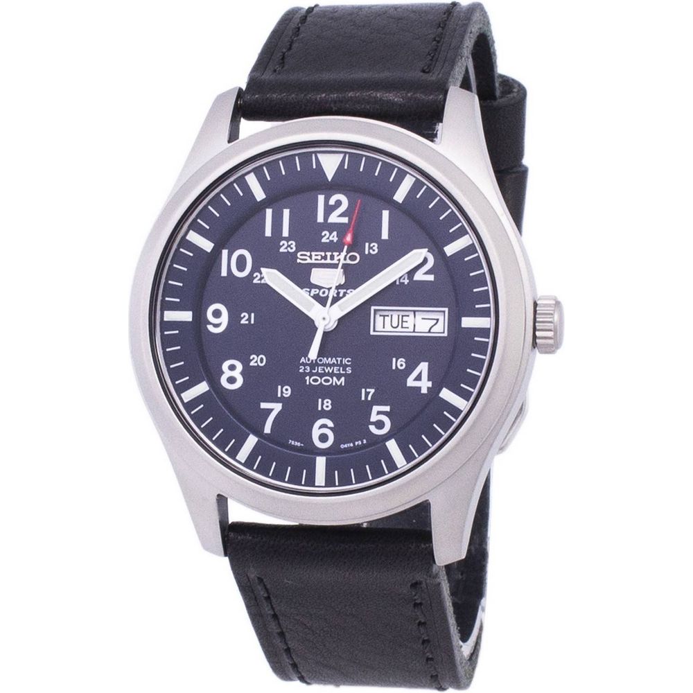 Seiko 5 Sports Automatic Black Leather SNZG11K1-var-LS8 Men's Watch