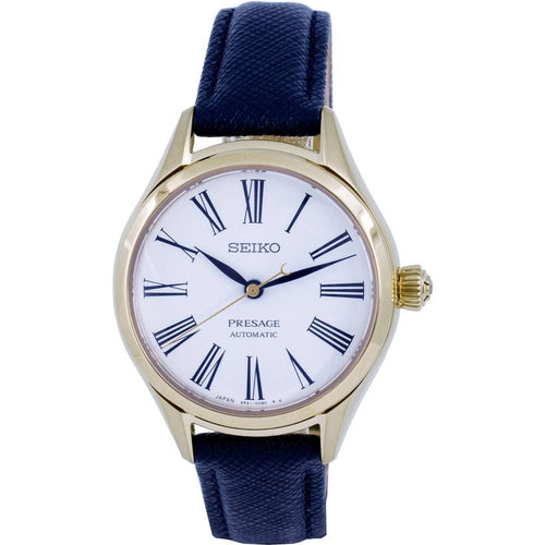 Load image into Gallery viewer, Seiko Presage Leather White Dial Automatic Women&#39;s Watch - Elegant Timekeeping Redefined
