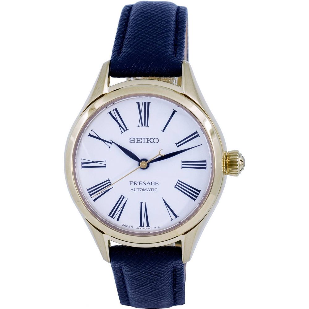 Seiko Presage Leather White Dial Automatic Women's Watch - Elegant Timekeeping Redefined