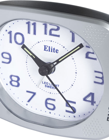 ELITE Sveglia silent con luce LED e snooze - ARGENTO - Silent alarm clock with LED light and snooze - SILVER-0