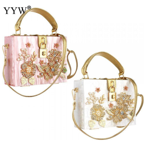 Load image into Gallery viewer, Acrylic Handbags Women 2022 Fashion Flower Shoulder Bags Evening Party
