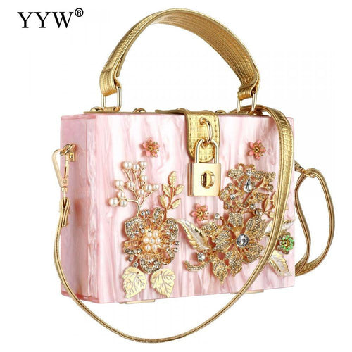 Load image into Gallery viewer, Acrylic Handbags Women 2022 Fashion Flower Shoulder Bags Evening Party
