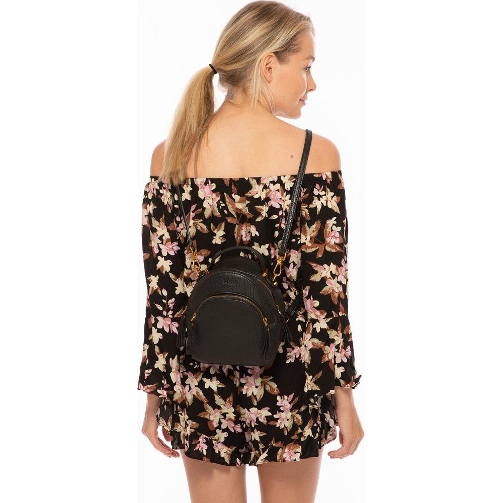 Amanda Black Leather Convertible Backpack Purse