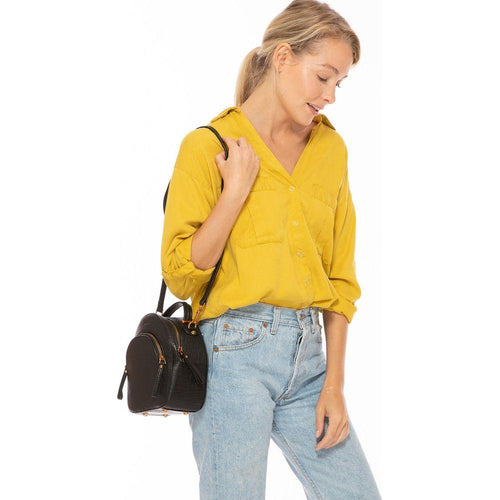 Load image into Gallery viewer, Amanda Black Leather Convertible Backpack Purse
