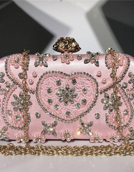 All Glory Satin Vintage Women Evening Bags Metal Flower Luxury Diamonds Clutch