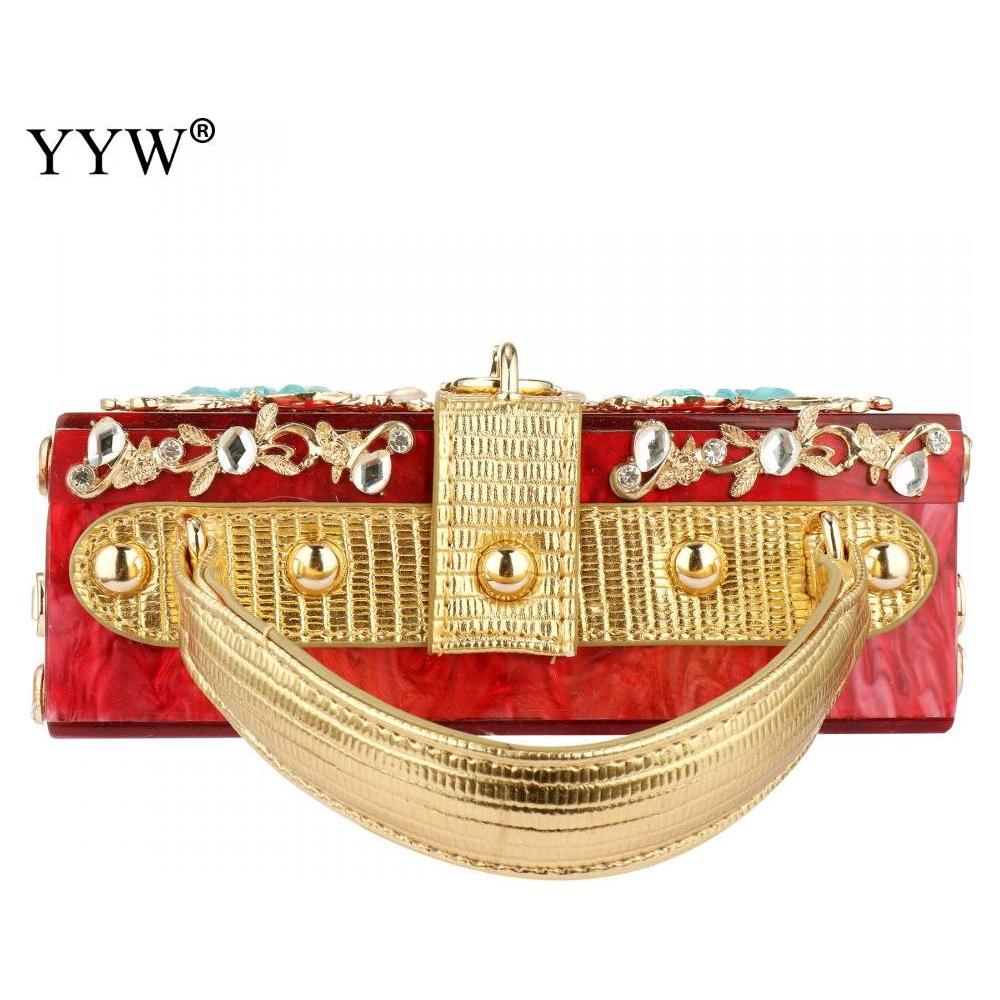 Acrylic Handbags Women 2022 Fashion Flower Shoulder Bags Evening Party