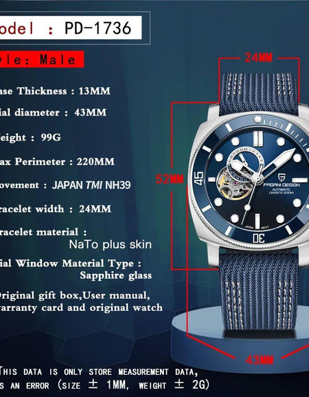 Men Automatic Mechanical Watches Fashion Sports TOP Brand Sapphire