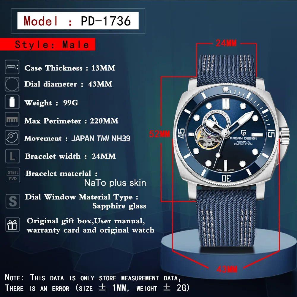 Men Automatic Mechanical Watches Fashion Sports TOP Brand Sapphire