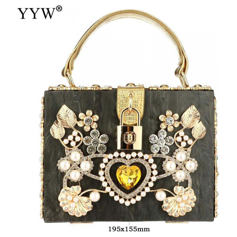 Acrylic Handbags Women 2022 Fashion Flower Shoulder Bags Evening Party