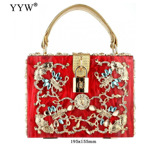 Load image into Gallery viewer, Acrylic Handbags Women 2022 Fashion Flower Shoulder Bags Evening Party
