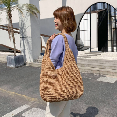 Load image into Gallery viewer, Summer Shoulder Straw Tote
