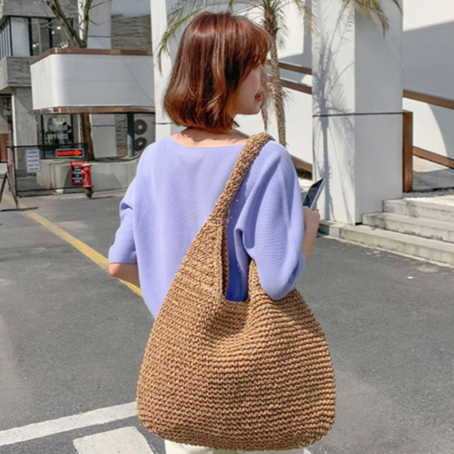 Load image into Gallery viewer, Summer Shoulder Straw Tote
