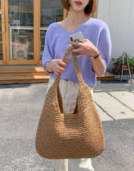 Summer Shoulder Straw Tote