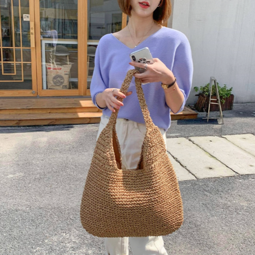 Load image into Gallery viewer, Summer Shoulder Straw Tote
