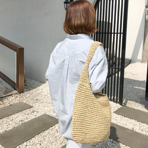 Load image into Gallery viewer, Summer Shoulder Straw Tote
