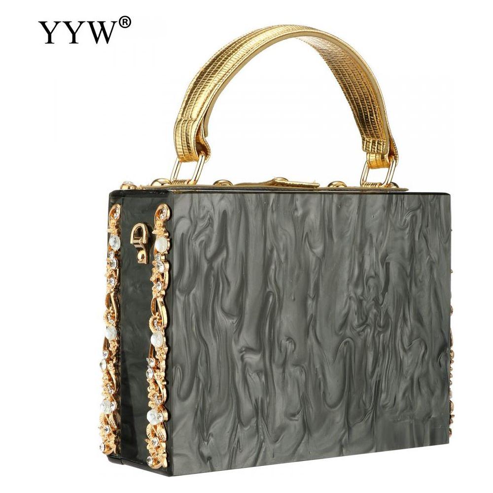 Acrylic Handbags Women 2022 Fashion Flower Shoulder Bags Evening Party