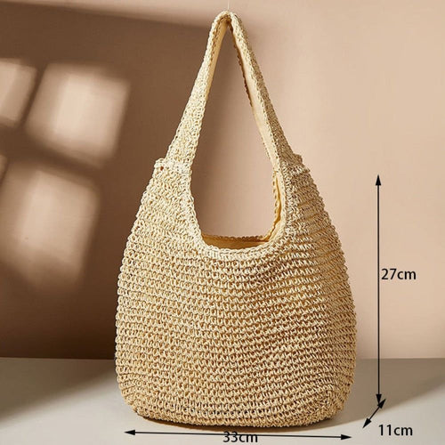 Load image into Gallery viewer, Summer Shoulder Straw Tote
