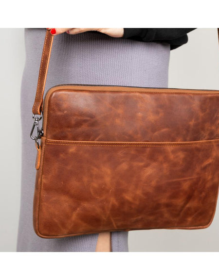 Seward Leather Laptop Bag with Shoulder Strap - MacBook Sleeve 14" & 16"-1