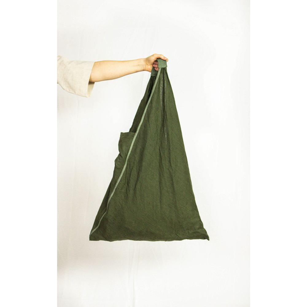 Moss Green linen triangle bag