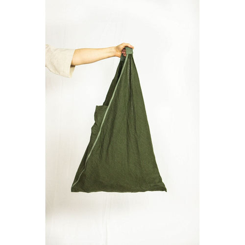 Load image into Gallery viewer, Dark Sea Blue linen triangle bag
