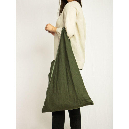 Load image into Gallery viewer, Moss Green linen triangle bag
