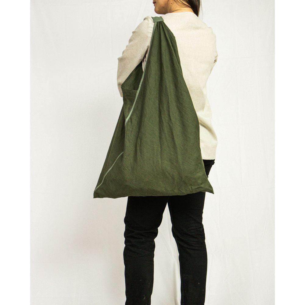 Moss Green linen triangle bag