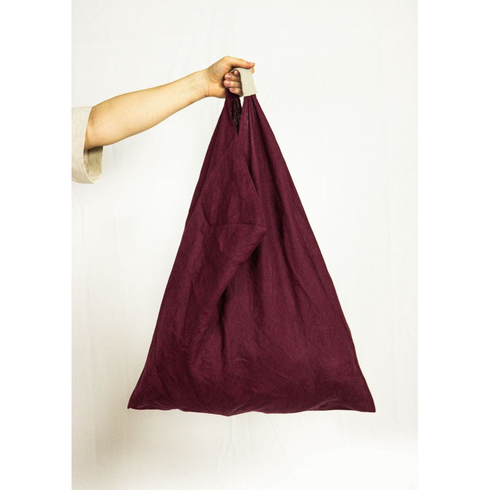 Dark Sea Blue linen triangle bag