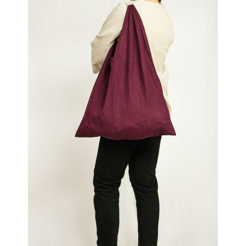 Dark Sea Blue linen triangle bag