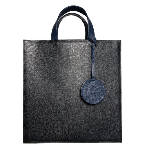 Load image into Gallery viewer, Pebbled Leather Briefcase Tote Bag Black
