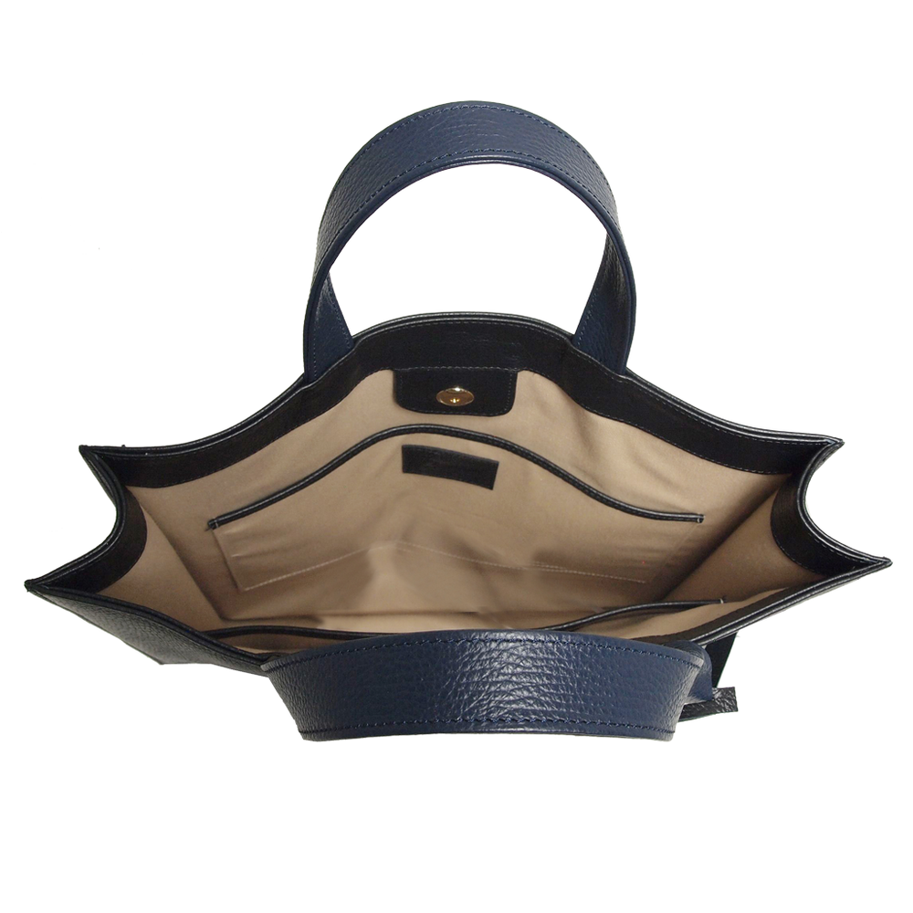 Pebbled Leather Briefcase Tote Bag Black