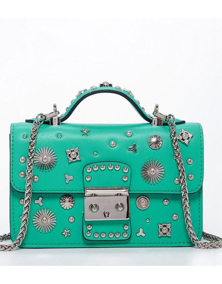 SUSU The Hollywood Green Purse with Studs