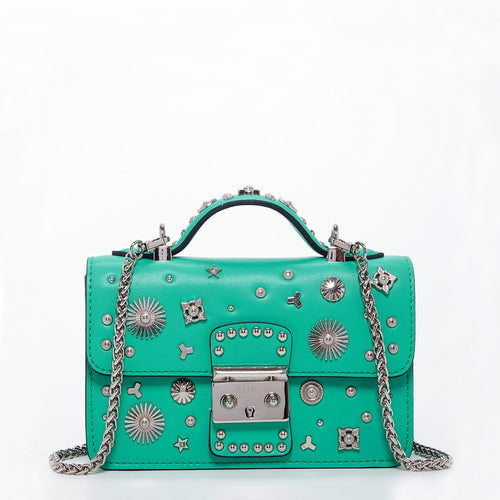 Load image into Gallery viewer, SUSU The Hollywood Green Purse with Studs
