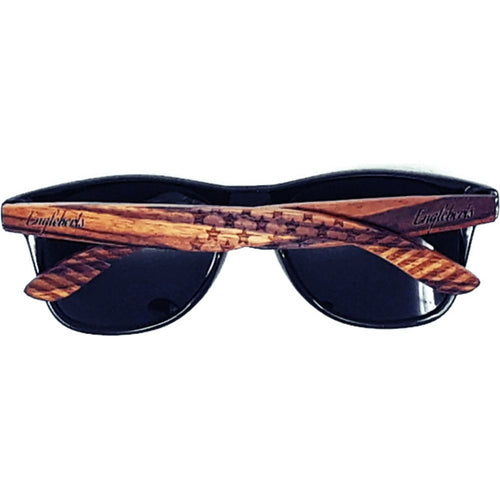 Load image into Gallery viewer, Zebrawood Sunglasses, Stars and Bars With Wooden Case, Polarized,
