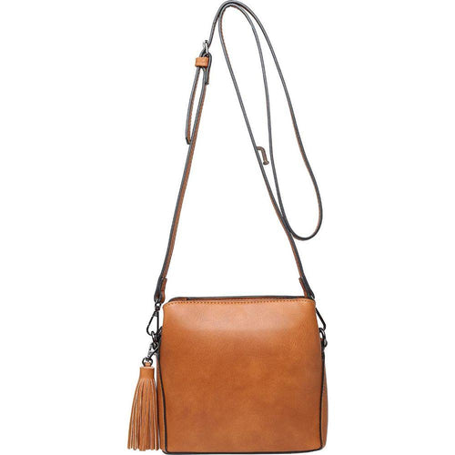 Load image into Gallery viewer, Vegan Elegance Triple Compartment Crossbody Bag in Tan
