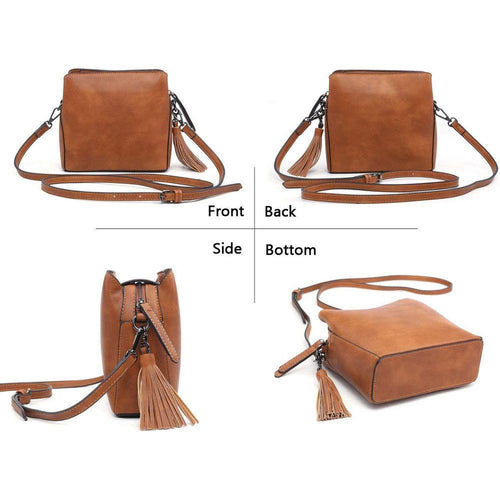 Load image into Gallery viewer, Vegan Elegance Triple Compartment Crossbody Bag in Tan
