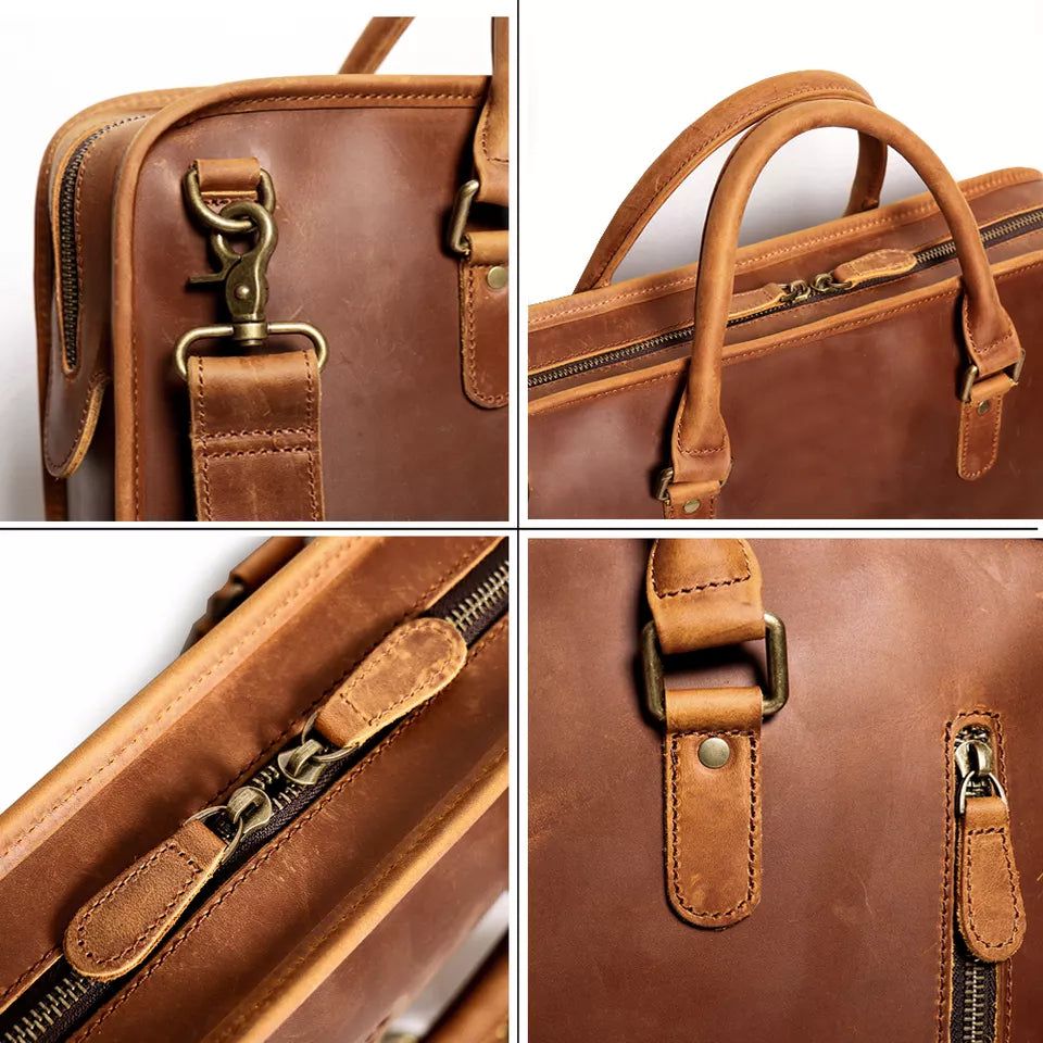 Hemming Leather Laptop Bag | Vintage Leather Briefcase