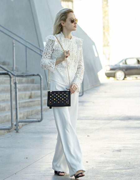 The Stylish Austin Black Studded Crossbody Clutch