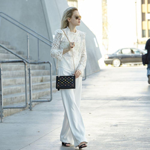 Load image into Gallery viewer, The Stylish Austin Black Studded Crossbody Clutch
