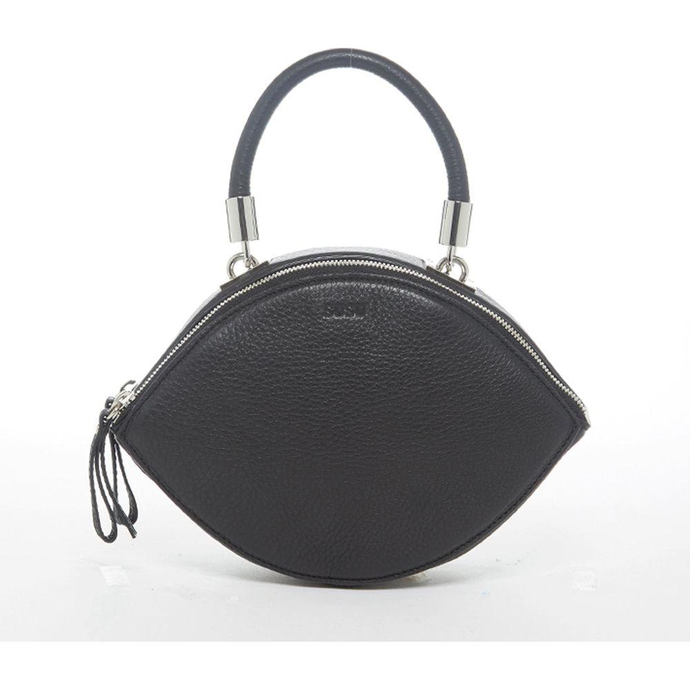 Kiss Circle Shape Leather Crossbody Bag Black - Luxurious Elegance Redefined