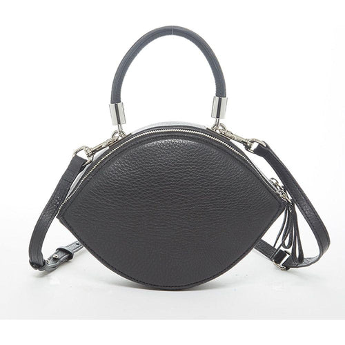 Load image into Gallery viewer, Kiss Circle Shape Leather Crossbody Bag Black - Luxurious Elegance Redefined
