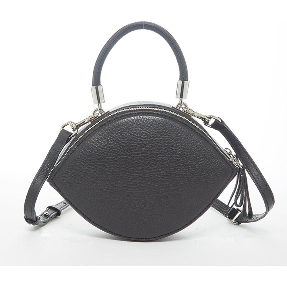 Kiss Circle Shape Leather Crossbody Bag Black - Luxurious Elegance Redefined