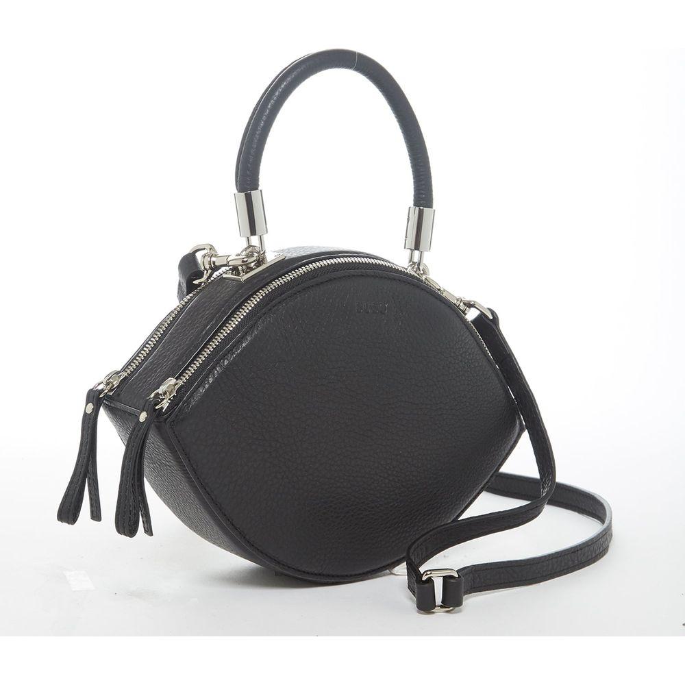 Kiss Circle Shape Leather Crossbody Bag Black - Luxurious Elegance Redefined
